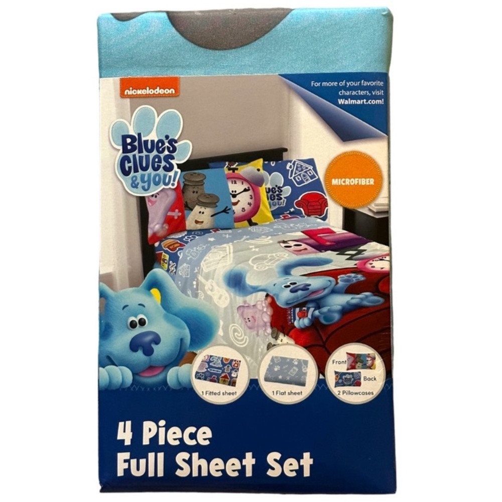 💜Blue's Clues & You 4 Piece FULL Sheet Set Nickelodeon Microfiber